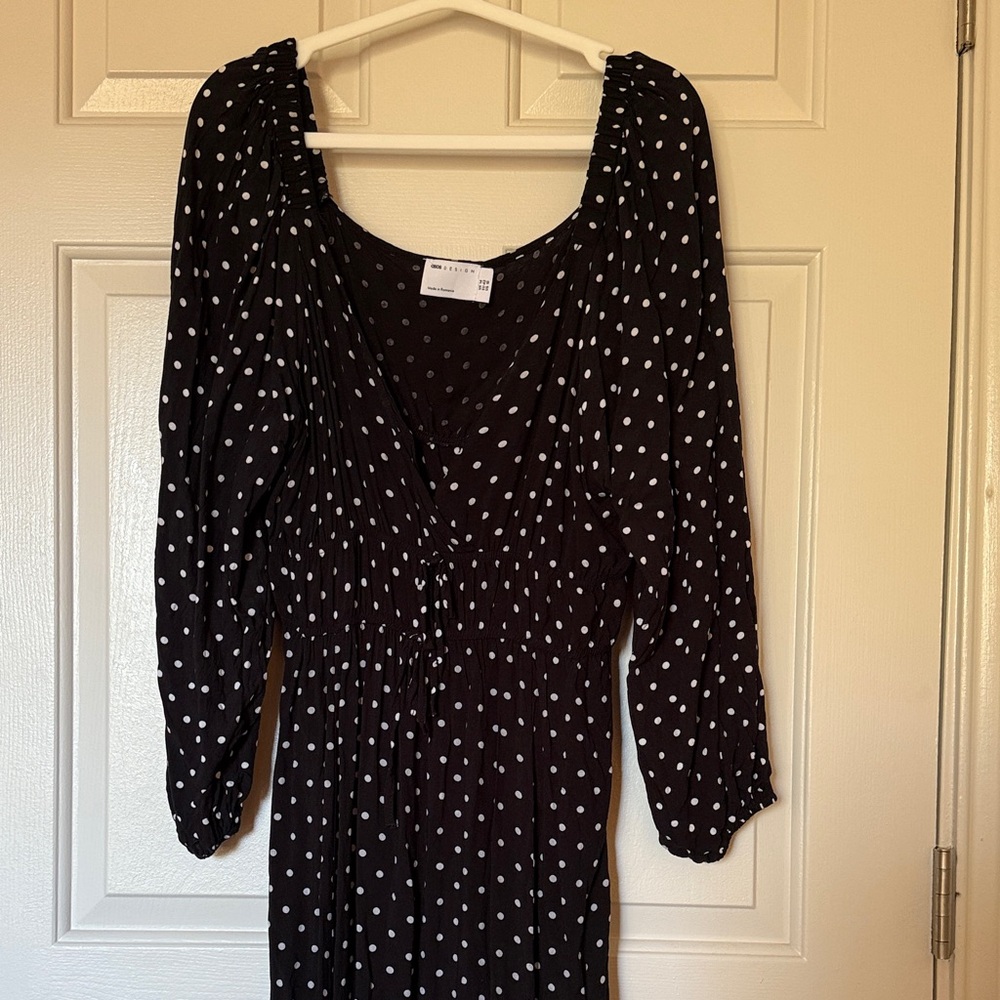 Elegant Black Polka Dot Dress